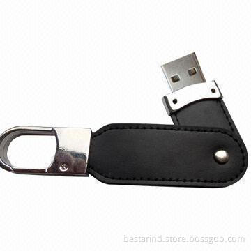 New leather swivel USB flash drive, popular design, large logo area, customized color/logo/packaging